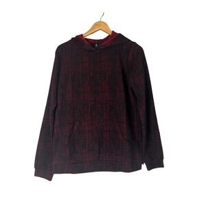 A523311 J JASON WU Plaid Hoodie Sweatshirt Cabernet Plaid XS